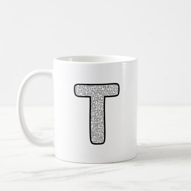 Taza De Café Modern Patterned Letter P Monogram Ceramic Mug (Izquierda)