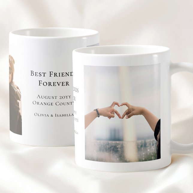 Taza De Café Modern Personalized Best Friends Forever 2 Photo (Modern Personalized Best Friends Forever 2 Photo Coffee Mug)