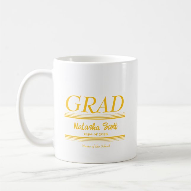 Taza De Café Modern Personalized grad school Graduation (Izquierda)