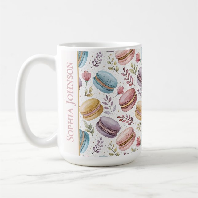 Taza De Café Modern Personalized Macaron Desserts (Izquierda)