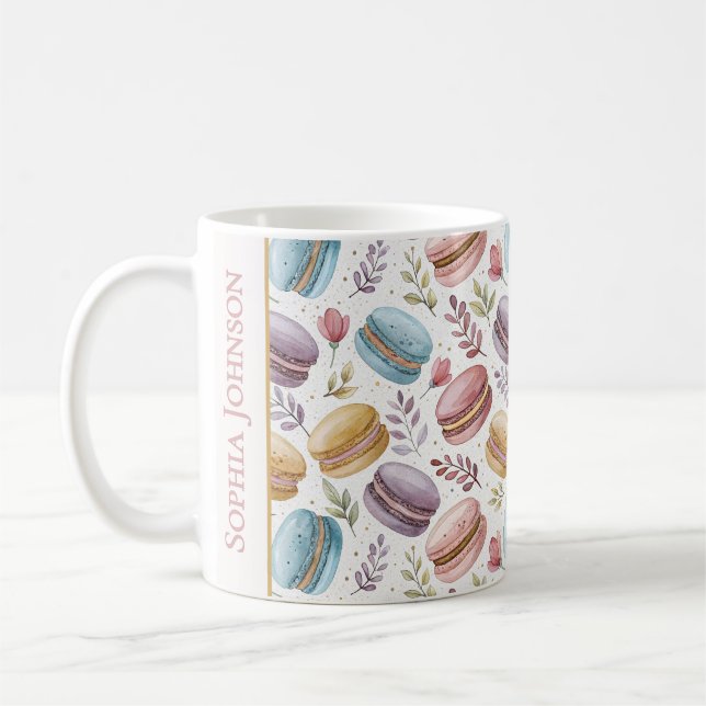 Taza De Café Modern Personalized Macaron Desserts (Izquierda)