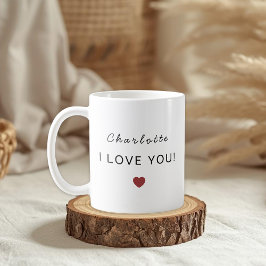Taza De Café Modern Personalized Valentine Mug – I Love You 