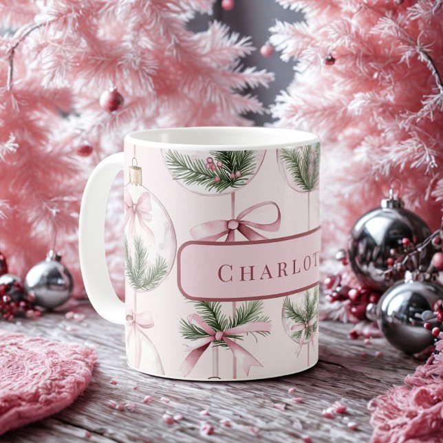 Taza De Café Modern Pink Christmas Ornament Personalized Mug (Subido por el creador)