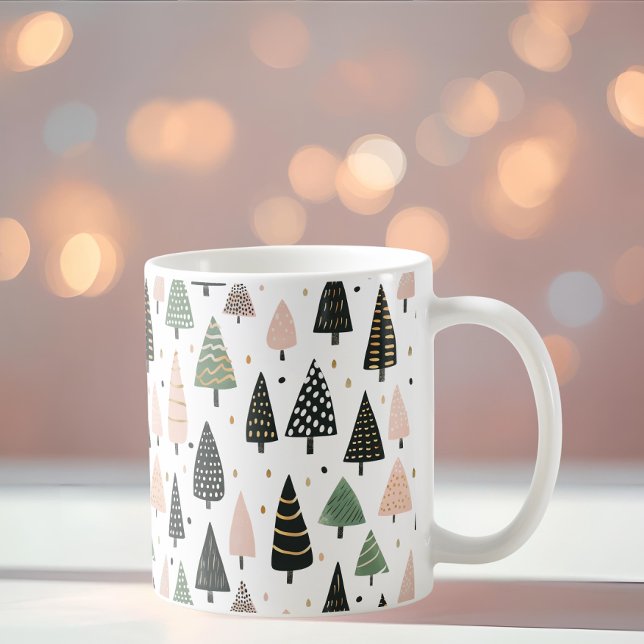 Taza De Café Modern Pink Christmas Tree Pattern Mug (Subido por el creador)