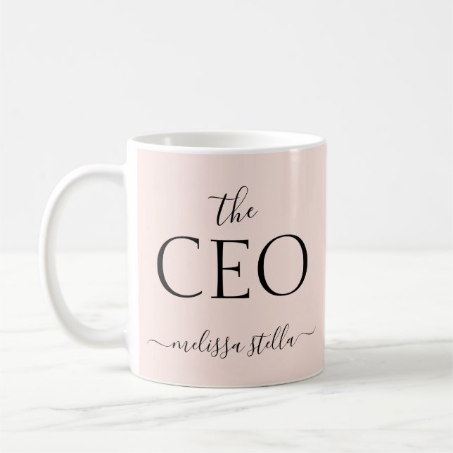 Taza De Café Modern Pink The CEO Name | Best Girly Gift (Izquierda)