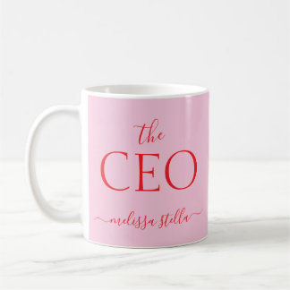 Taza De Café Modern PinkThe CEO Name | Girly Gift