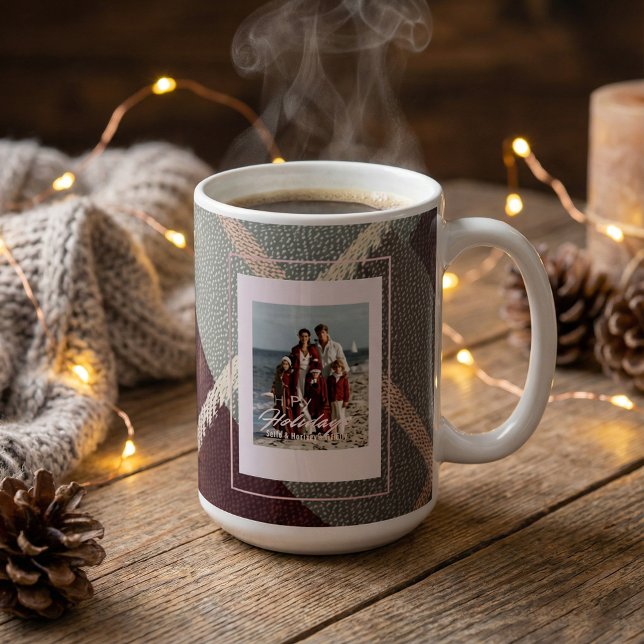 Taza De Café Modern Plaid Rustic Photo Christmas coffee mug (Subido por el creador)