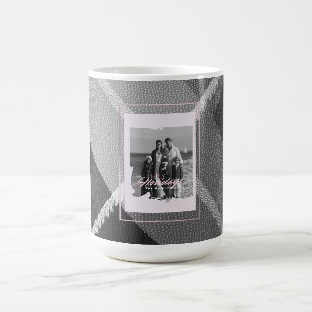Taza De Café Modern Plaid Rustic Photo Christmas mug (Centro)