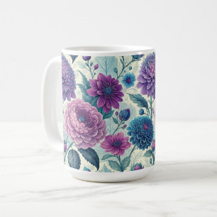 Taza De Café Modern Purple Floral Vintage Dahlia