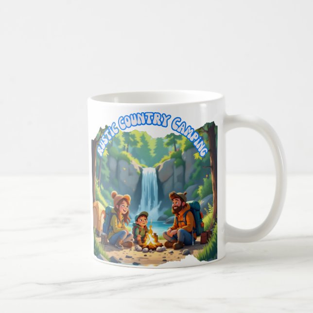 Taza De Café Modern Rustic Family Camping (Derecha)