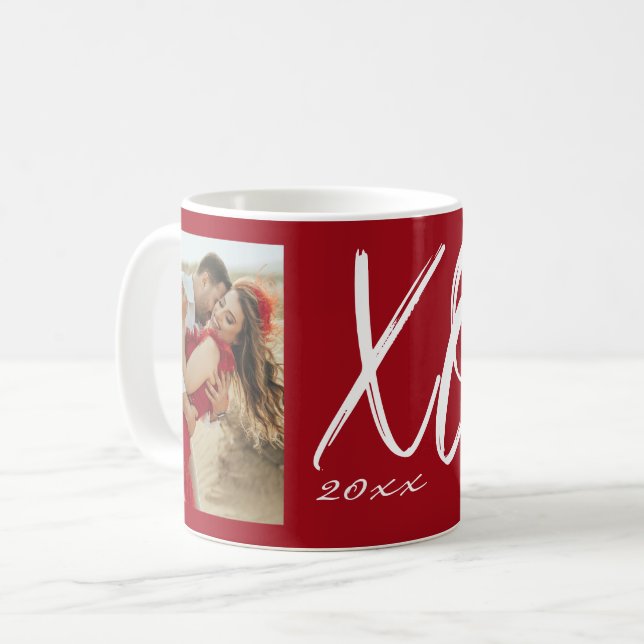 Taza De Café Modern Script XO Year Photo (Anverso izquierdo)