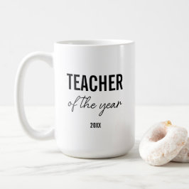 Taza De Café Modern Simple Black Script Personalized Teacher