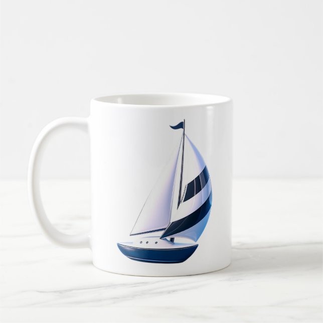 Taza De Café Modern Striped Sailboat  (Izquierda)