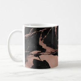 Taza De Café Modern Trendy Black Rose Gold Marble