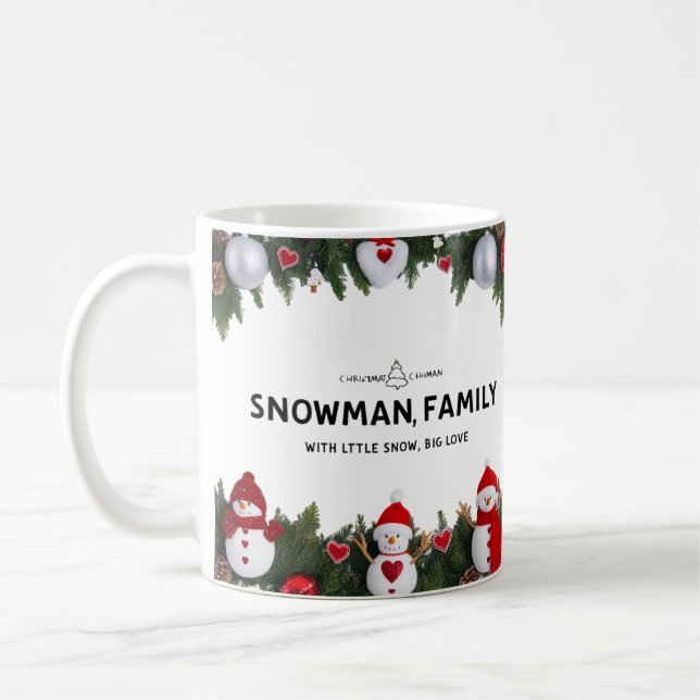 Taza De Café Modern Typography Snowman Family Classic  (Izquierda)