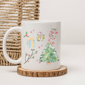 Taza De Café Modern Watercolor Christmas Tree Holiday Coffee