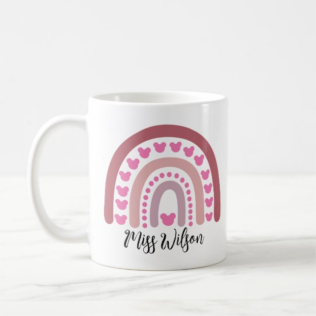 Taza De Café Modern watercolor rainbow teacher  (Izquierda)
