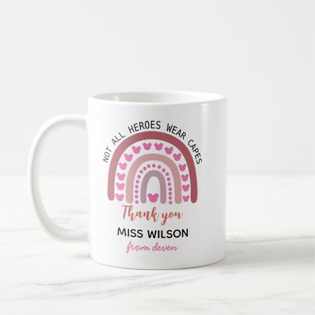 Taza De Café Modern watercolor rainbow teacher thank you  (Izquierda)