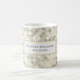 Taza De Café Modern Yellow & Gray Geometric Business Logo 