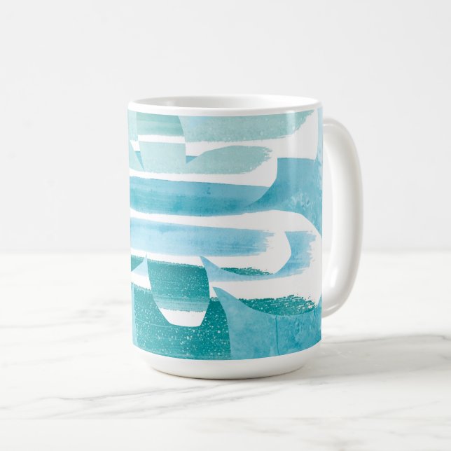 Taza De Café Modern Zen Blue Mug – Calm Abstract Art Design (Anverso derecho)
