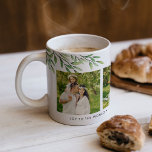 Taza De Café Moderna 3 Fotovegetación<br><div class="desc">Elegantes ramas acuarelas en la esquina con 3 imágenes cuadradas al estilo de Instagram junto con un mensaje personalizado.</div>