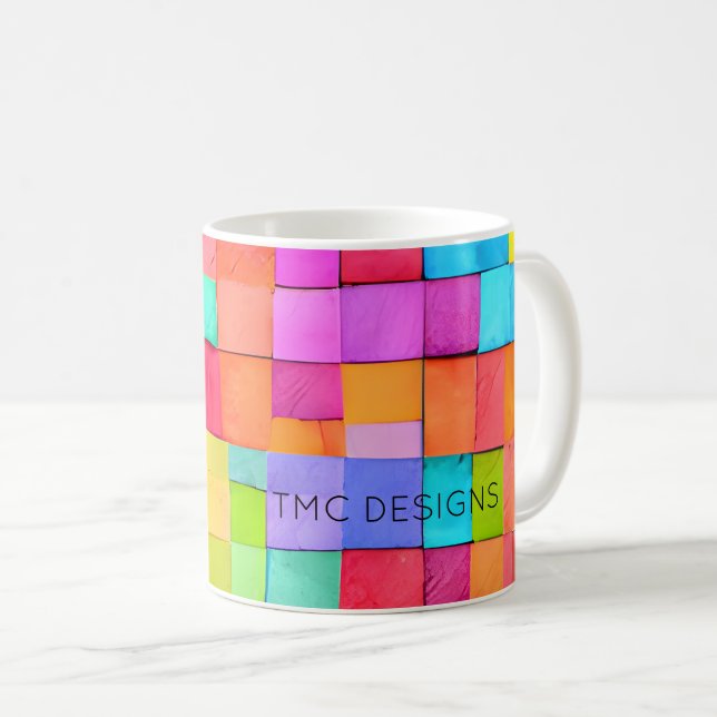 Taza De Café Moderna acuarela Arte NOMBRE Diversión brillante c (Anverso derecho)