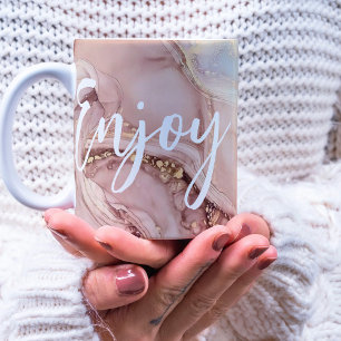 Taza De Café Moderna acuarela Dorada Dustar Disfruta De La Cuid