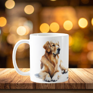 Taza De Café Moderna acuarela Golden Retriever Ai