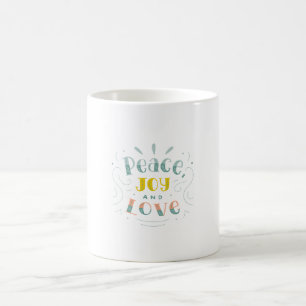 Taza De Café Moderna alegría por la paz y amor tipografía