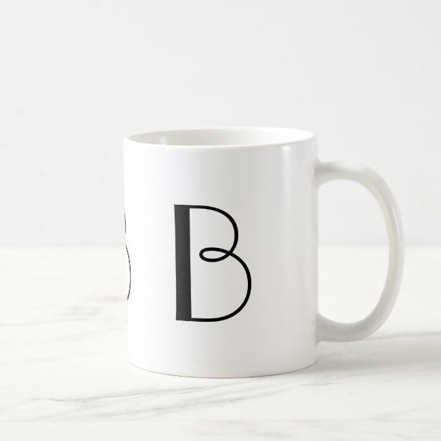 Taza de café moderna blanco y negro del monograma (Derecha)