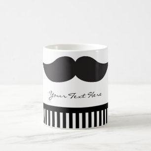 Taza De Café Moderna Con Bigote Rayas Negras Y Bla