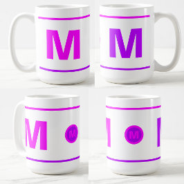 Taza de café moderna con inicial monograma para ch