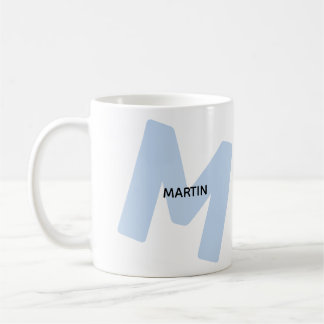 Taza de café moderna con iniciales y nombre de gra