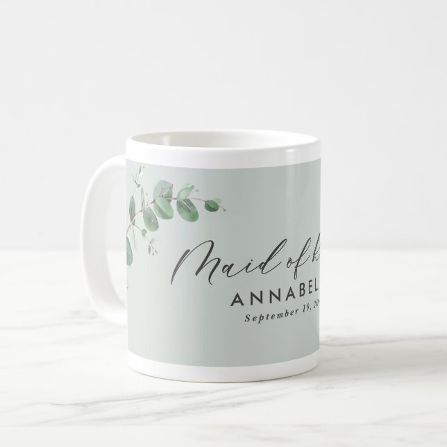 Taza De Café Moderna criada mínima de eucalipto de honor boda (Anverso izquierdo)