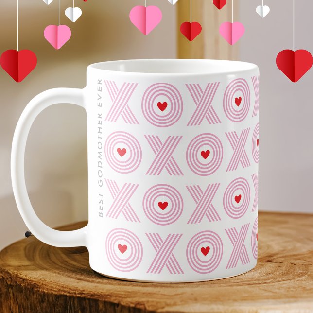 Taza De Café Moderna El día de San Valentín XOXO Madrina (Subido por el creador)