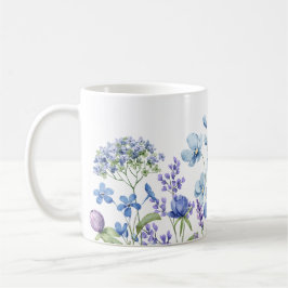 Taza De Café Moderna elegancia giratoria Flor azul acuarela