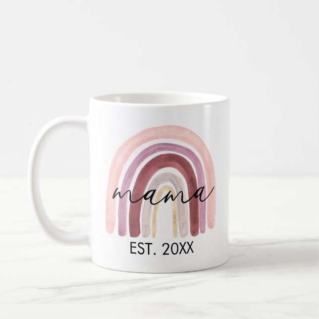 Taza De Café Moderna escritura Mama Boho Rainbow Mug (Izquierda)