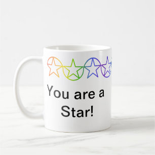 Taza De Café Moderna estrella del arcoiris peluca personalizada