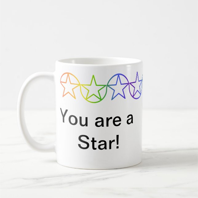 Taza De Café Moderna estrella del arcoiris peluca personalizada (Izquierda)