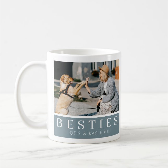 Taza De Café Moderna foto de Keepsake de perro de Besties (Izquierda)