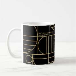 Taza De Café Moderna geométrica Art Deco Faux Gold/Black