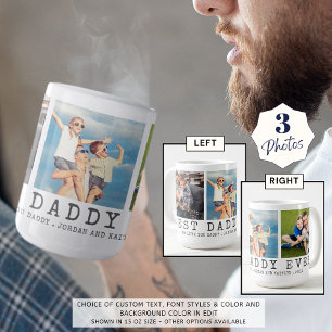 Taza De Café Moderna mejor DADDY JAMÁS 3 Fotos personalizadas