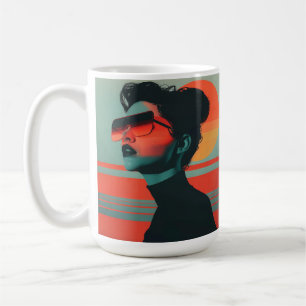 Taza De Café Moderna mujer de moda retro café atardecer