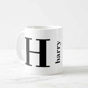 Taza De Café Moderna negrita Nombre de Monograma Negro Café Bla