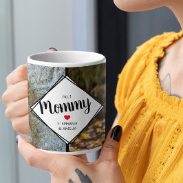 Taza de café moderna para mamá No 1 con 2 fotos en