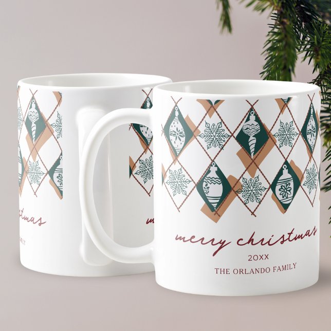 Taza De Café Moderna tipografía navideña verde rojo (Subido por el creador)