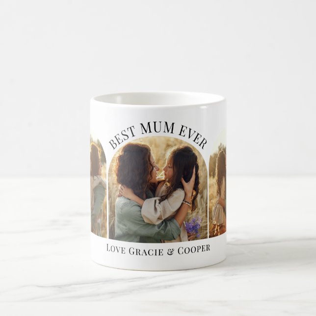 Taza De Café Moderna y elegante arco multifoto mejor mamá (Centro)