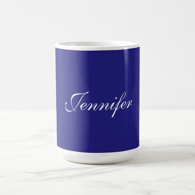 Taza De Café Moderna y elegante caligrafía azul profunda única (Centro)