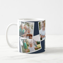 Taza De Café Moderna y elegante familia multifoto azul marino