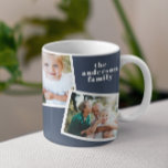 Taza De Café Moderna y elegante familia multifoto azul marino<br><div class="desc">Moderna elegancia elegante,  multifotografía,  regalo de decoración familiar. Se puede cambiar el color azul marino moderno.</div>